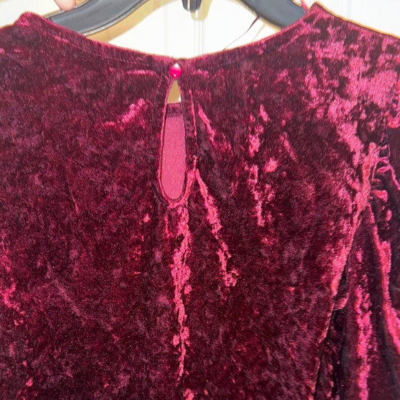 Primark Velvet Long Sleeve Top - Deep Red - Picture 5 of 10